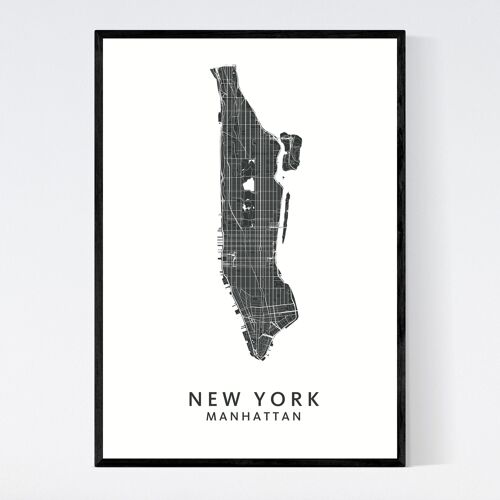 New York City Map - A3 - Framed Poster