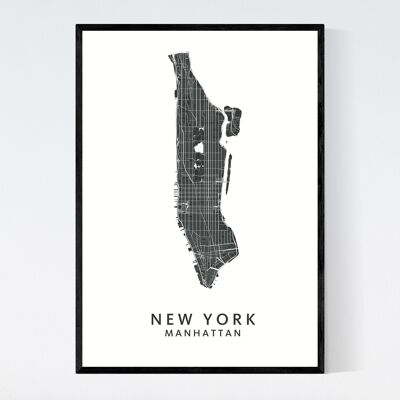 New York City Karte - A3 - Gerahmtes Poster