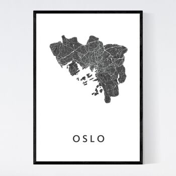 Carte de la ville d'Oslo - A3 - Poster encadré 1