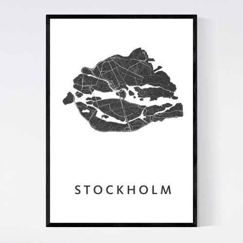 Stockholm City Map - A3 - Framed Poster