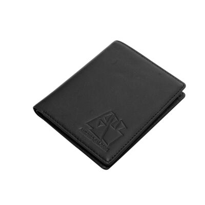 Black Minimalist Blocking Custom Bifold Leather Mens Wallet