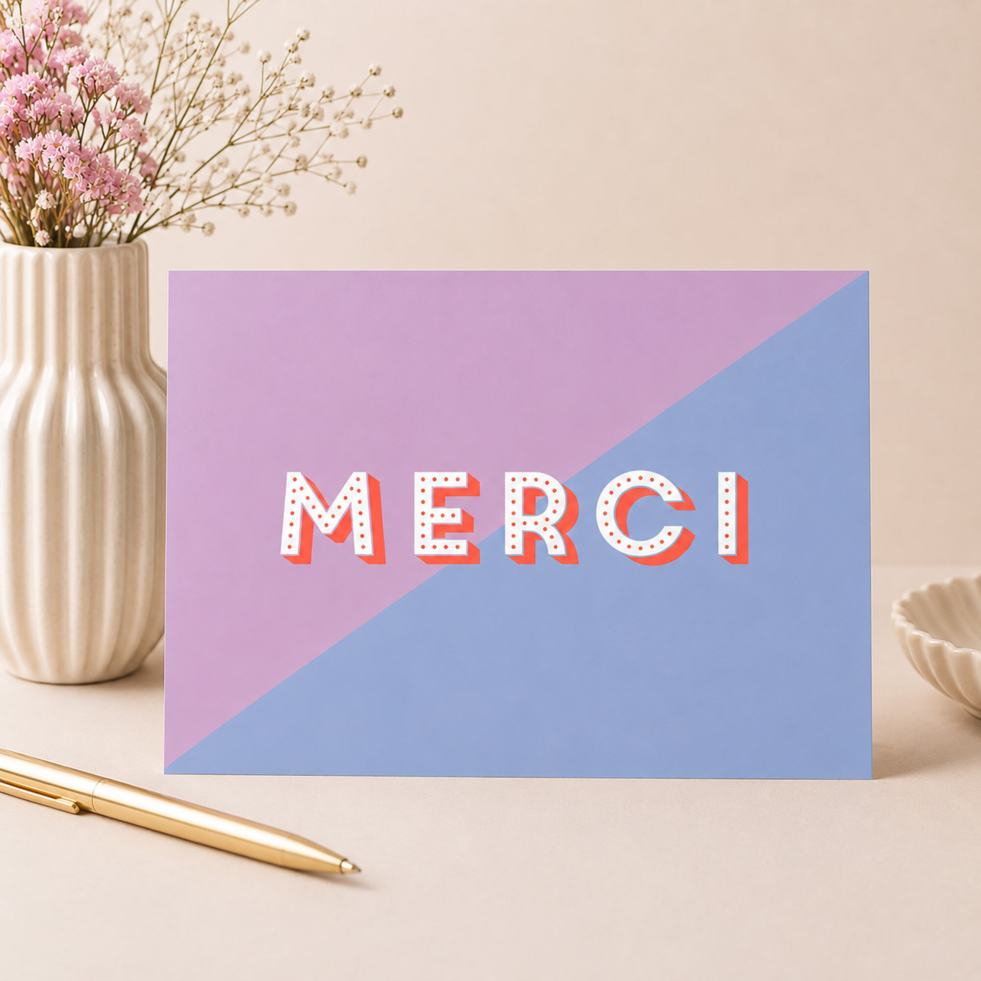 Tarjeta de agradecimiento “Merci” – una tarjeta moderna para dar las gracias