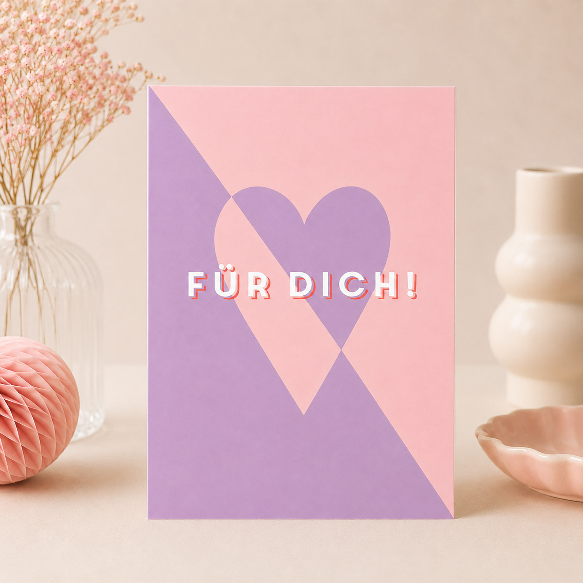 Karte Valentinstag „Für dich!“ – moderne Karte mit Herz