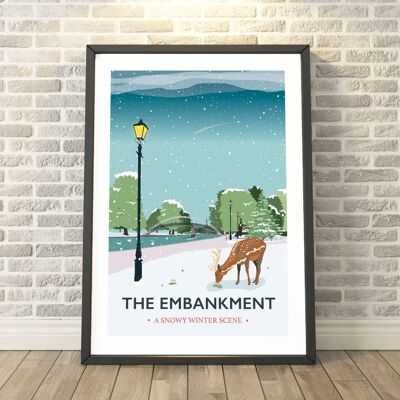 Bedford Embankment, Bedfordshire Winter Print__A4