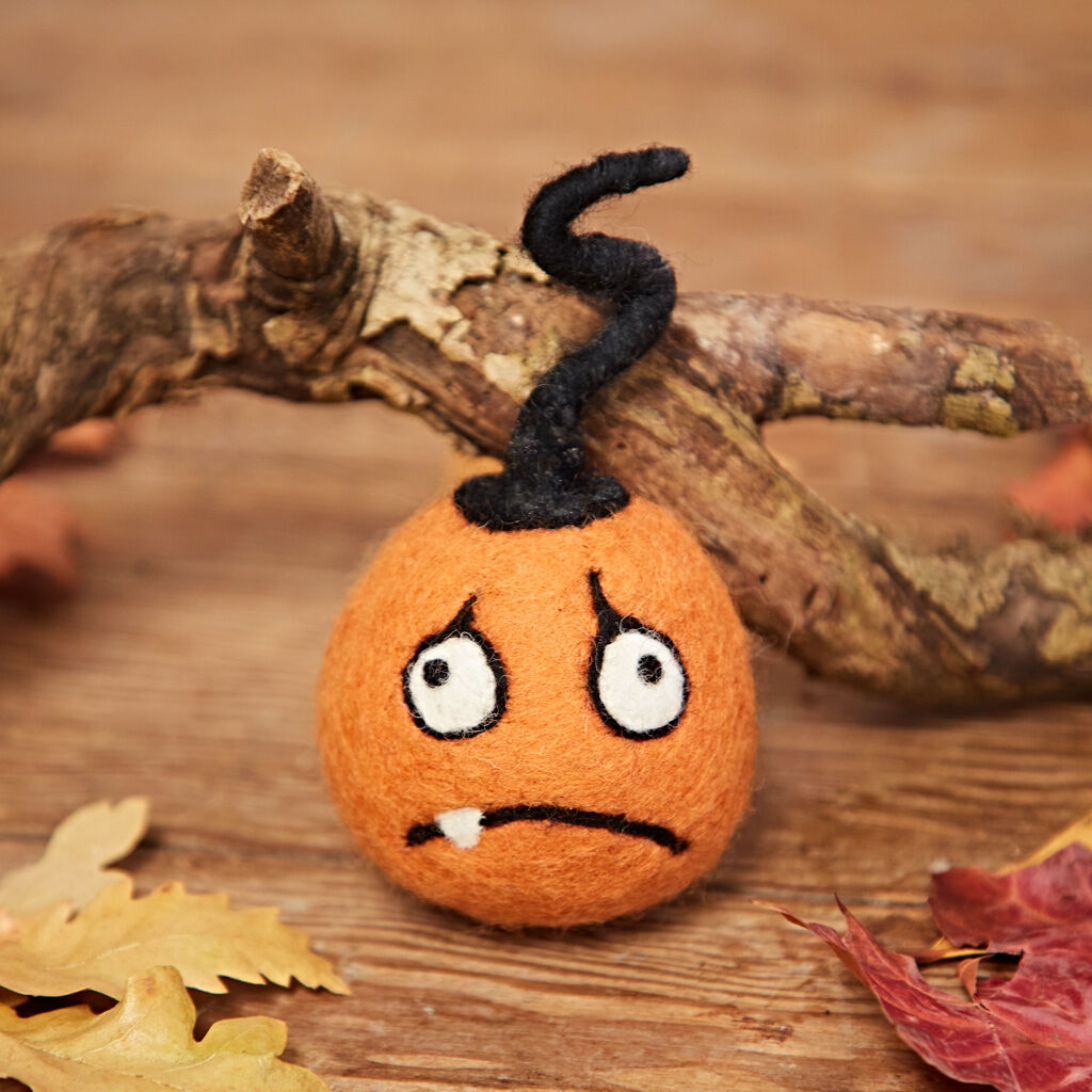 Felt Frightened Pumpkin Decoration
