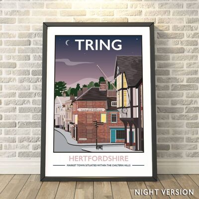 Tring Highstreet, Hertfordshire Night Print__A4