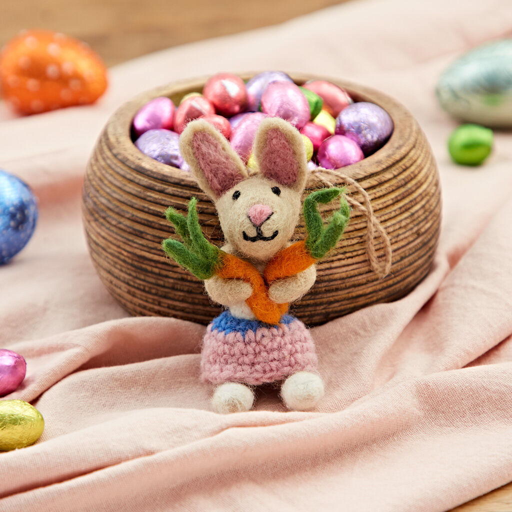 Felt Bunny with Carrots Hanging Decoration