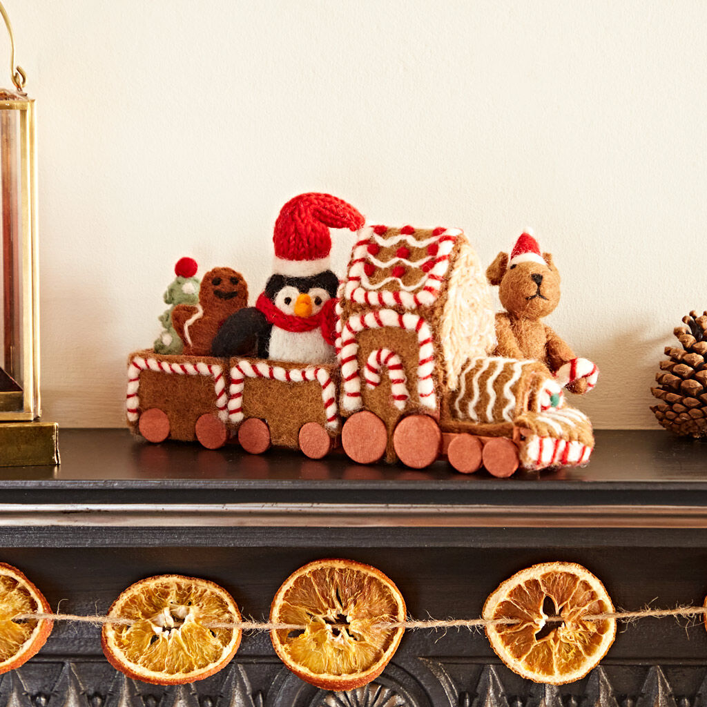 Felt Gingerbread Christmas Train Decoration
