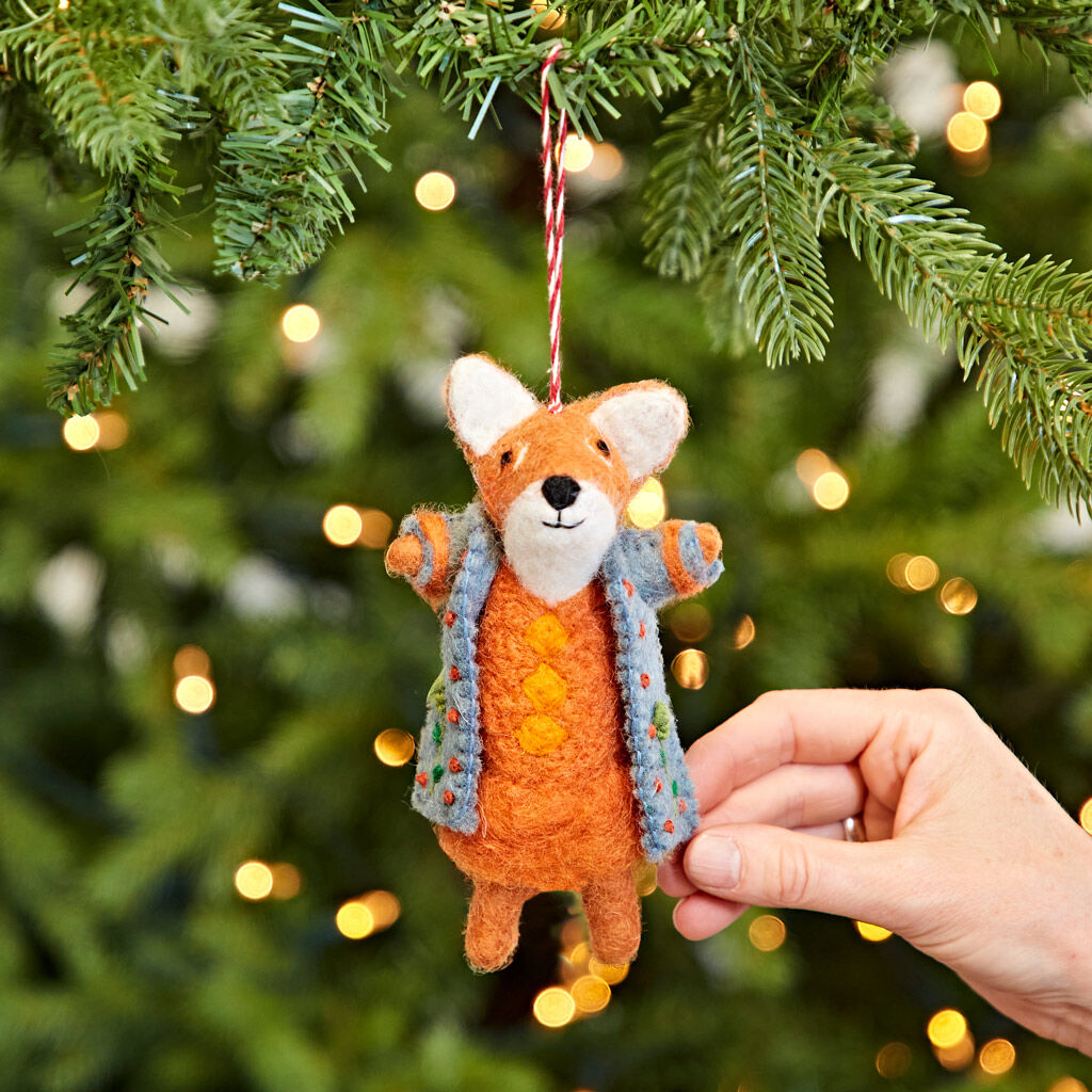Felt Fox in Coat Hanging Decoration