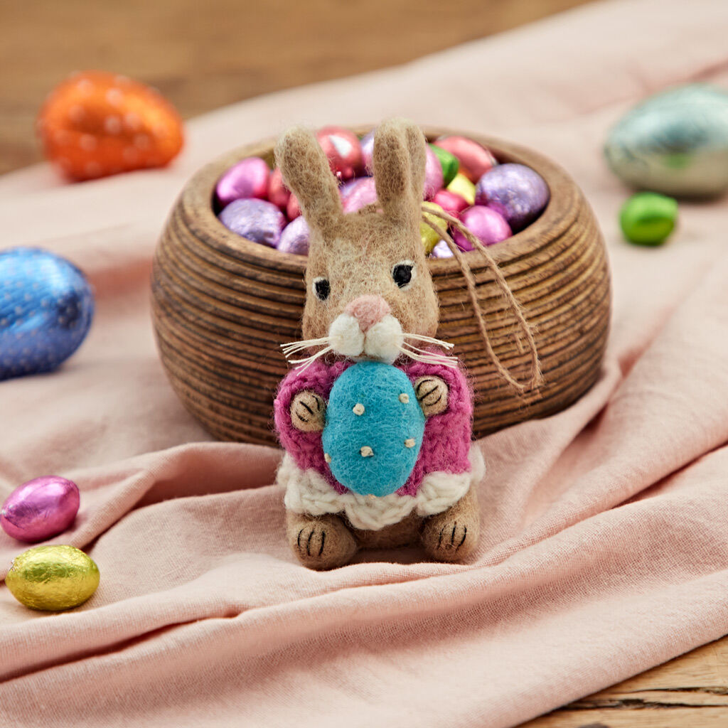 Felt Bunny with Easter Egg Hanging Decoration
