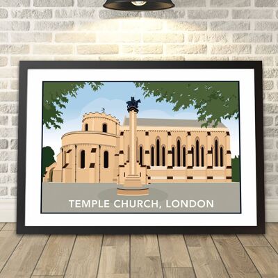 Temple Church, London Print__A4