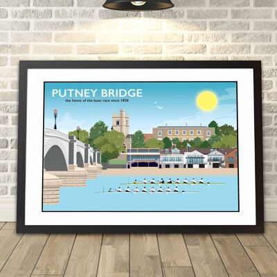 Putney Bridge Boat Race, London Print__A4