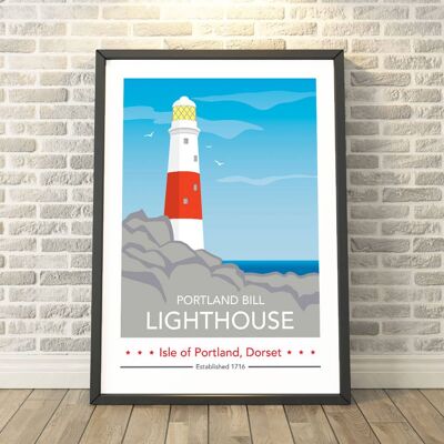 Portland Bill Lighthouse, Dorset Day Print__A4