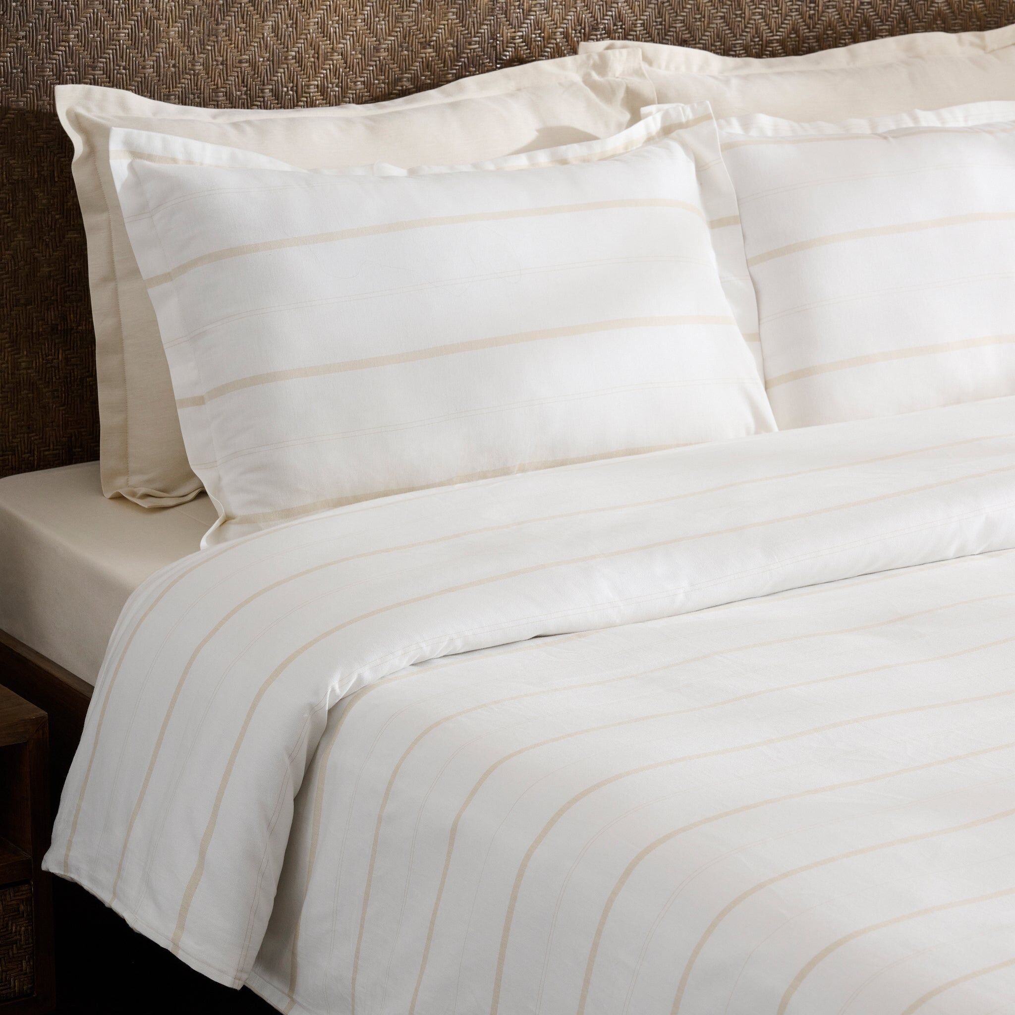 Duvet Cover | Cotton Bamboo Chambray | Sand Stripe, Double & Single Size | With 2 Pillow Shams