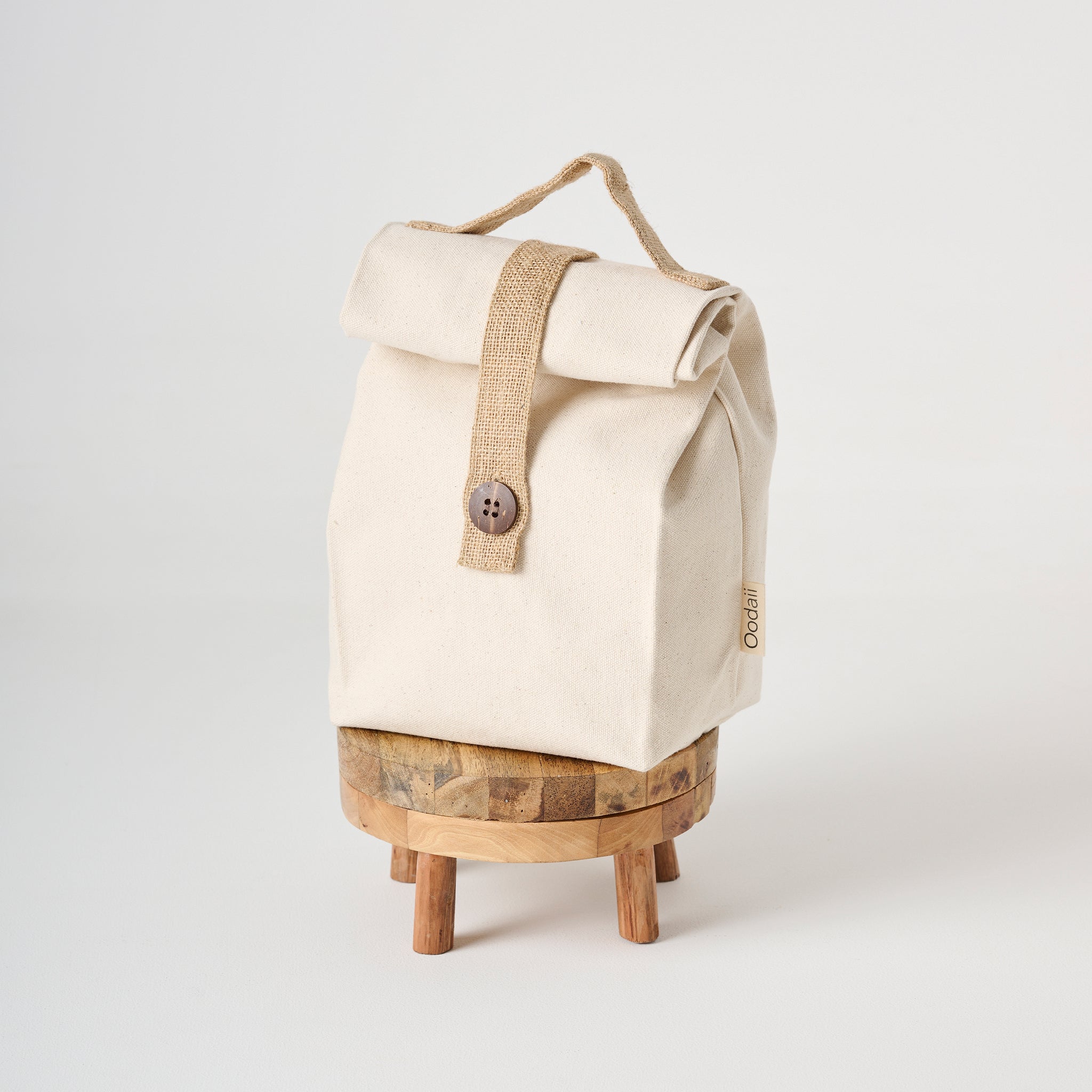 Bag | Canvas Jute Lunch Button