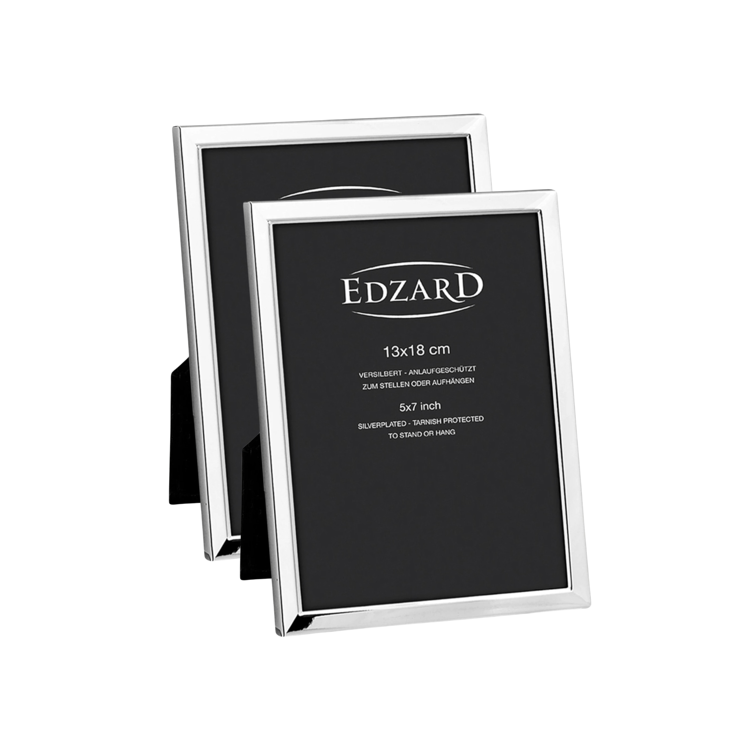 EDZARD Bergamo picture frames, set of 2 (photo 13x18 cm), silver-plated, tarnish-resistant