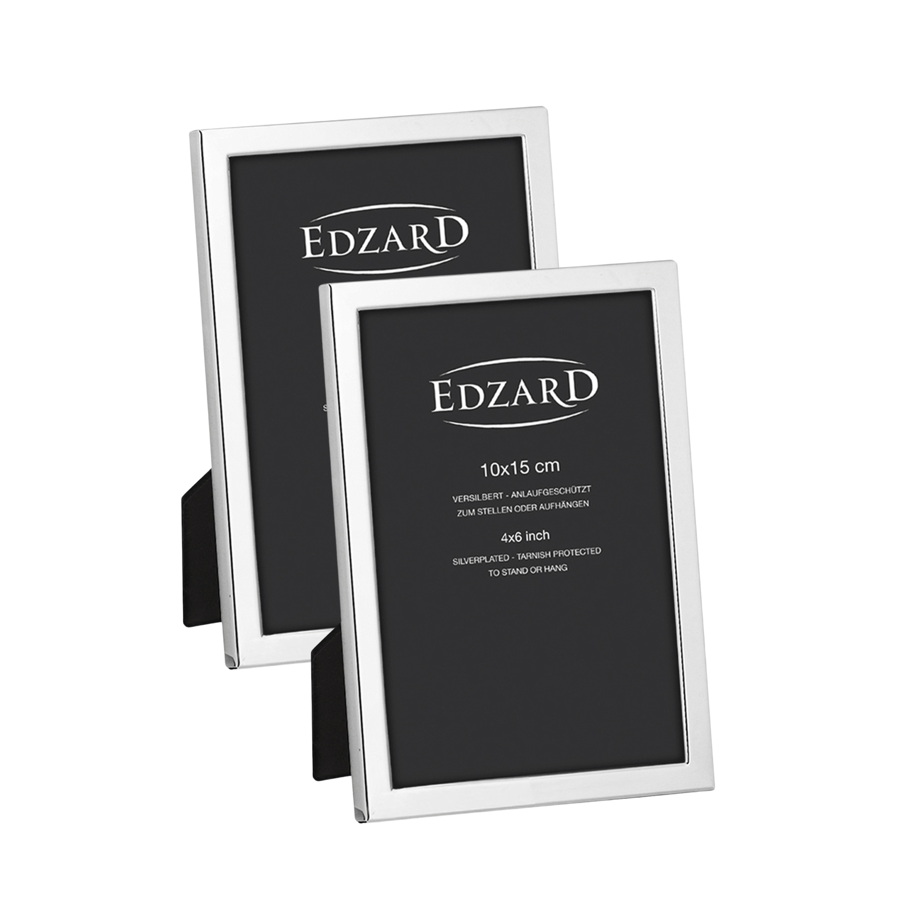 EDZARD Bergamo picture frames, set of 2 (photo 10x15 cm), silver-plated, tarnish-resistant