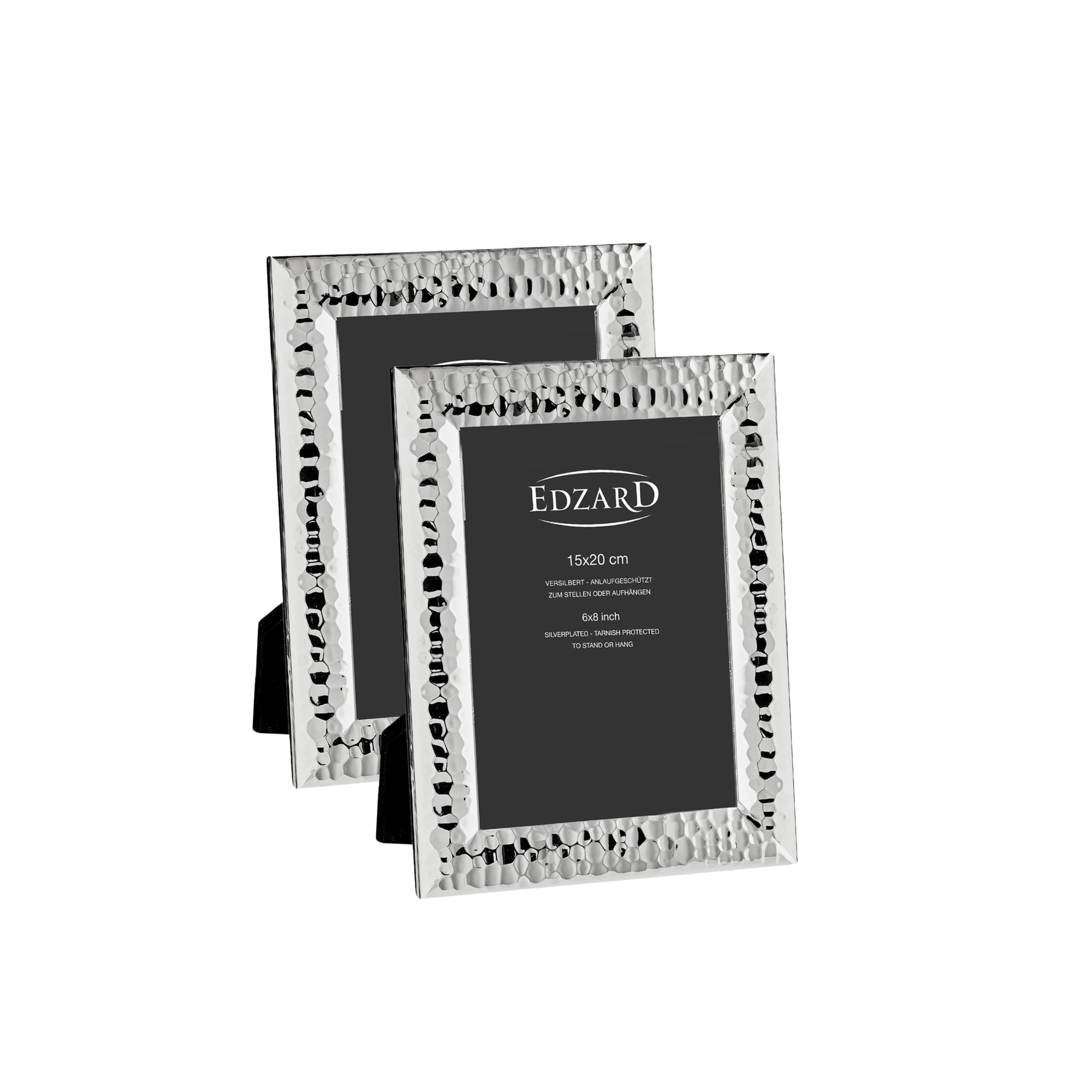 EDZARD Gubbio picture frames, set of 2 (photo 15x20 cm), silver-plated, tarnish-resistant