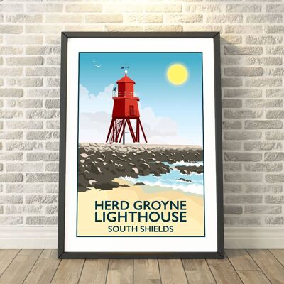 Herd Groyne, South Shields, North East England Print__A4