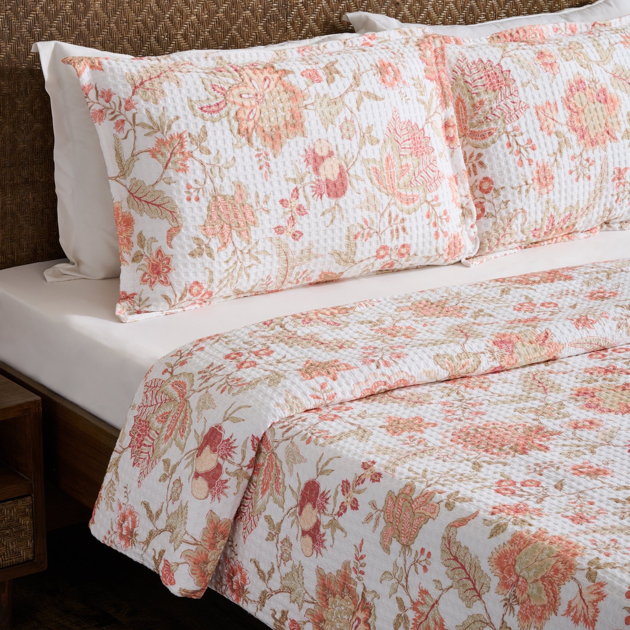 Comforter | Cotton Waffle Floral Print | Double & Single  | With 2 Pillow Shams