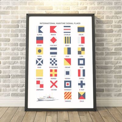 Maritime Signal, Nautical Flag Alphabet Print__A2