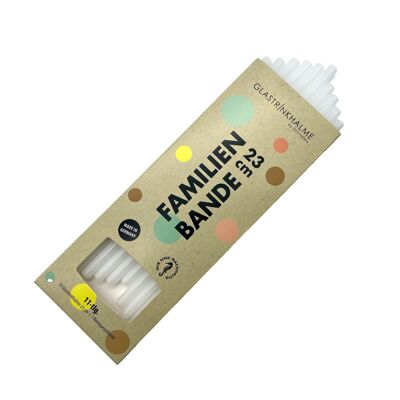 10 cannucce di vetro colorate (bianche) "Legami di famiglia" (23 cm) + spazzolino per la pulizia