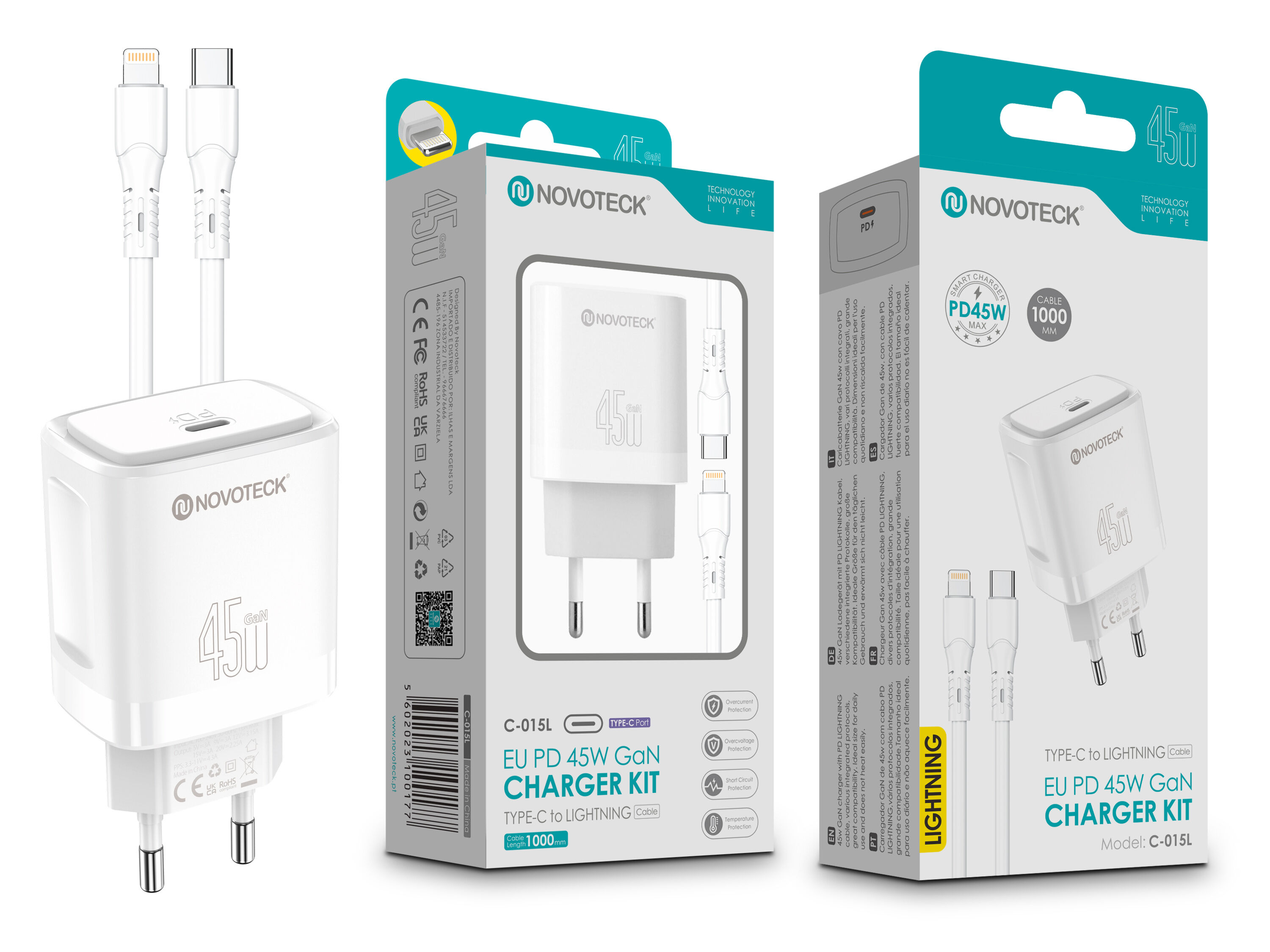 C-015L PD 45W GaN Schnellladegerät-Kit – USB-C auf Lightning