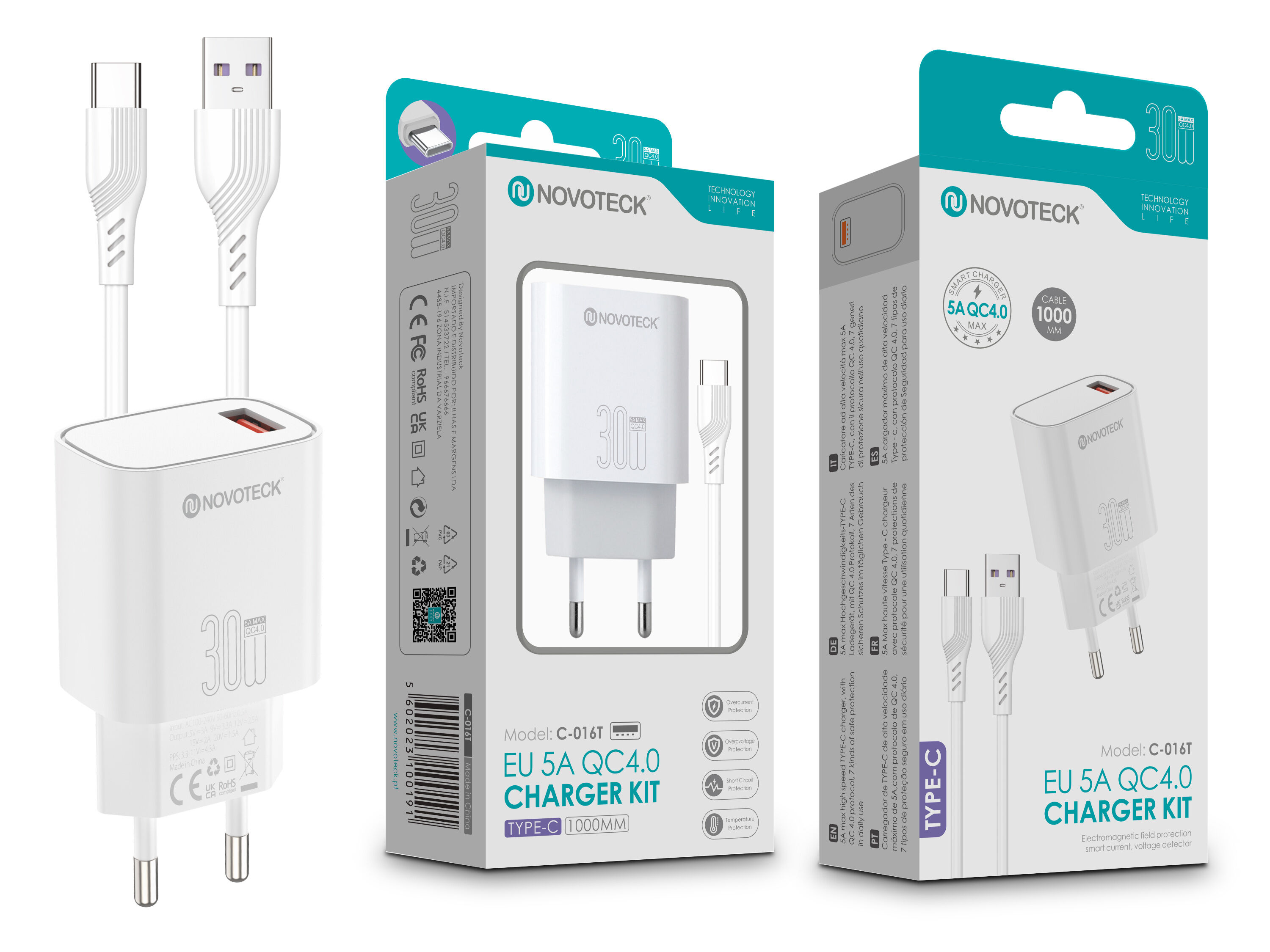 C-016T QC4.0 30W Schnellladegerät-Set – inklusive Typ-C-Kabel