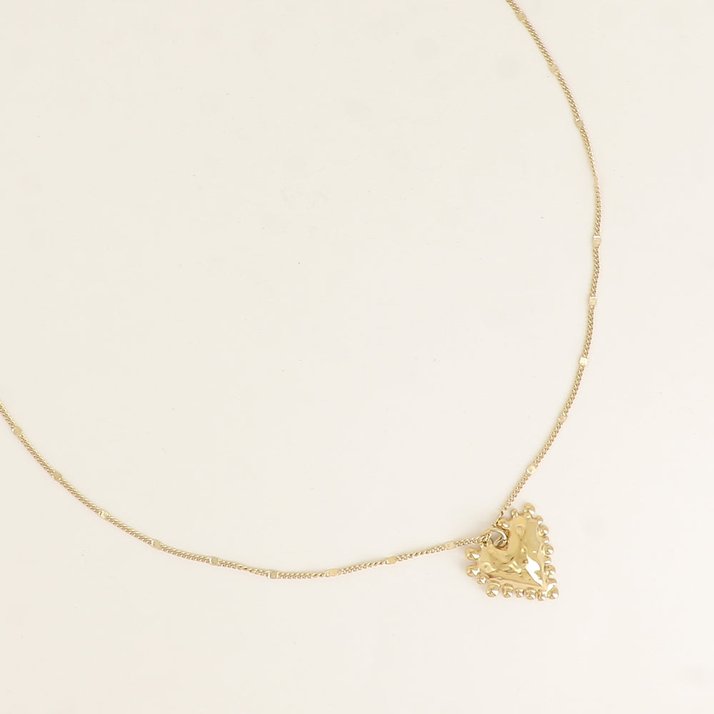 Collier - coeur bombé avec contour grainé