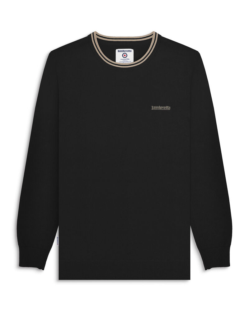 Tipped Knitted Jumper Black/Stone AW26