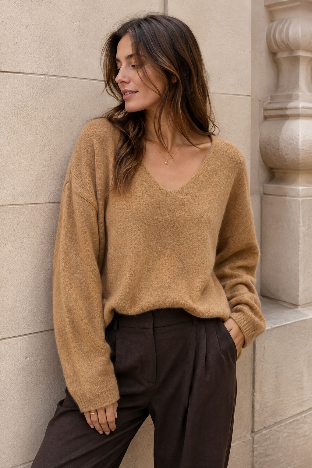 Pullover Col V en Baby Alpaga - Fabriqué en Italie