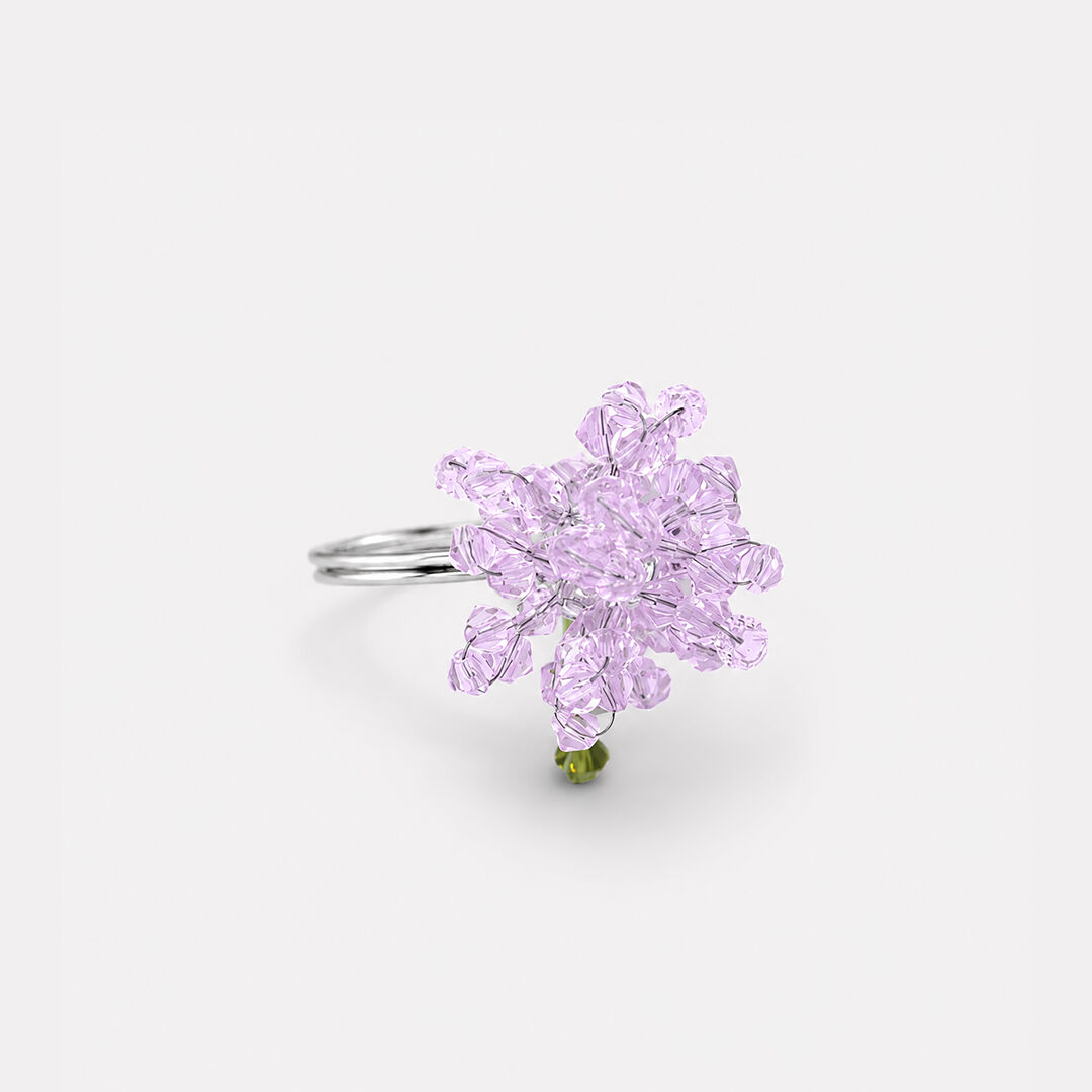 Bague fleur rose en perles et cristaux - Erica Rosa