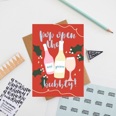 Pop Open The Bubbly Christmas Card