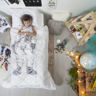 Bettbezug Astronaut Einzelbett 135 x 200 + 40 x 60 cm