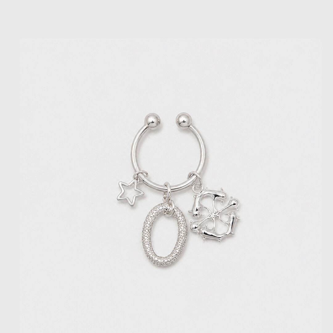 Bague earcuff logo argenté en laiton - Logo Silver Biles