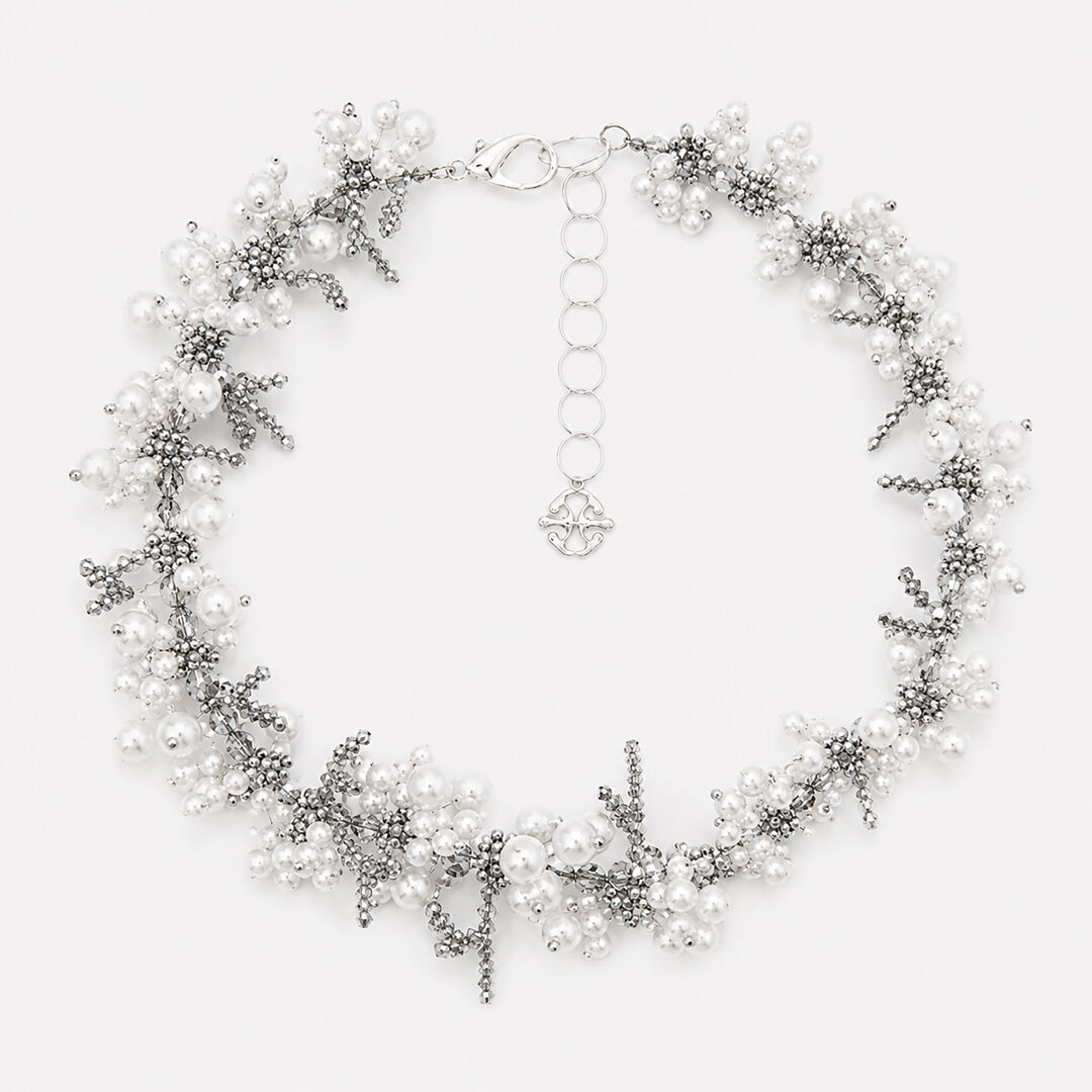 Colliers de fleurs blanches en perles et cristaux - Gypsophila Argenta