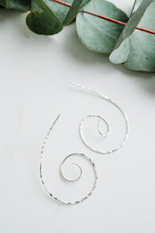 Long Sterling Silver Spiral Hoop Earrings