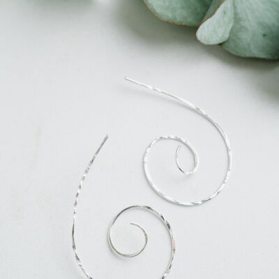 Boucles d'oreilles créoles spirales en argent sterling