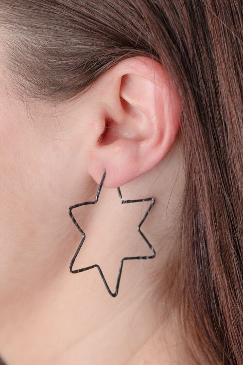 Sterling Silver Large Star Threader Earrings