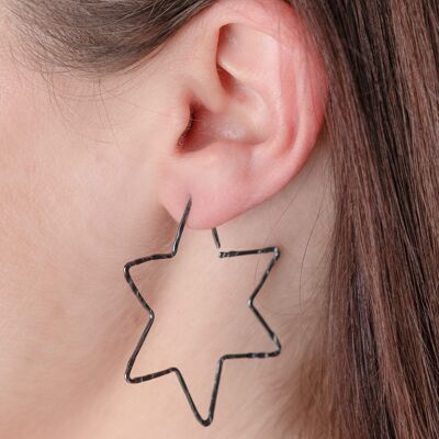 Sterling Silver Large Star Threader Earrings