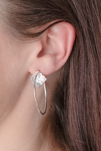 Boucles d'oreilles créoles à détails interchangeables en argent sterling 1