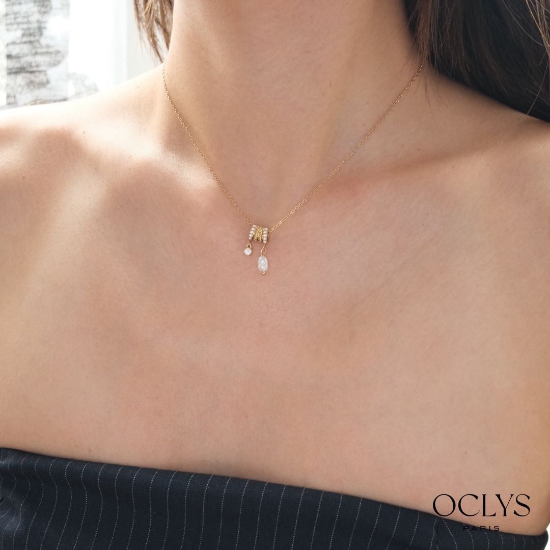 Riki Gold-Plated Stainless Steel Charm Beaded Necklace