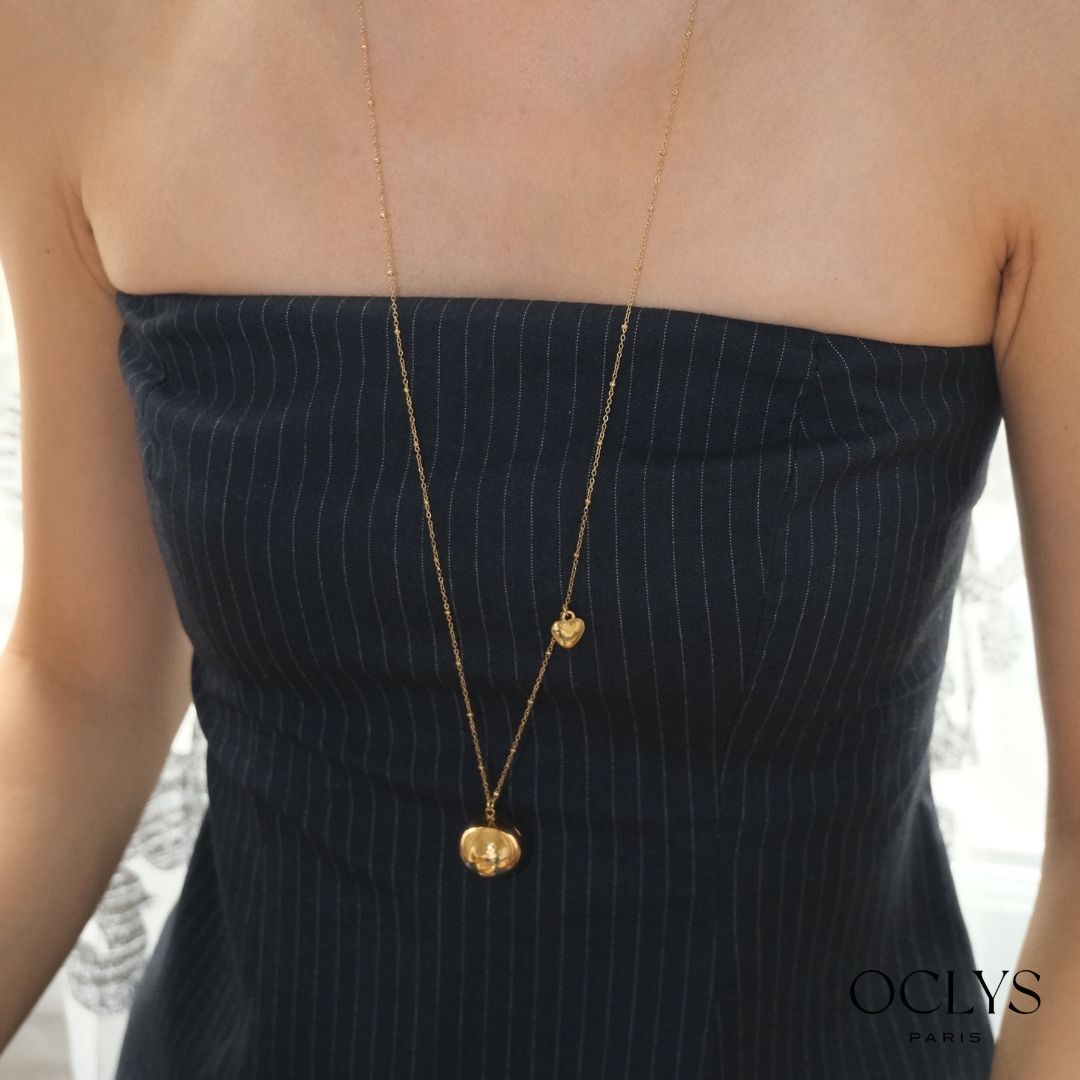gold stainless steel ball necklace