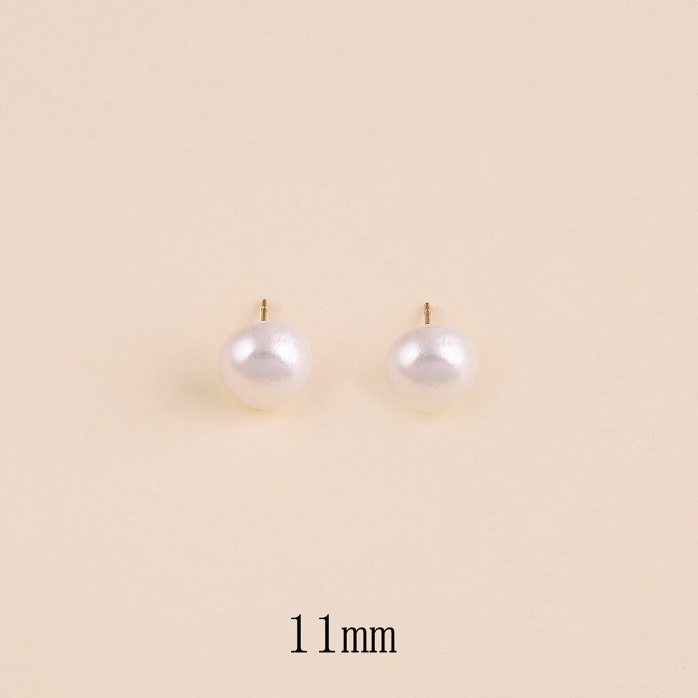 Boucles puces - perle d'eau douce plate 11 mm