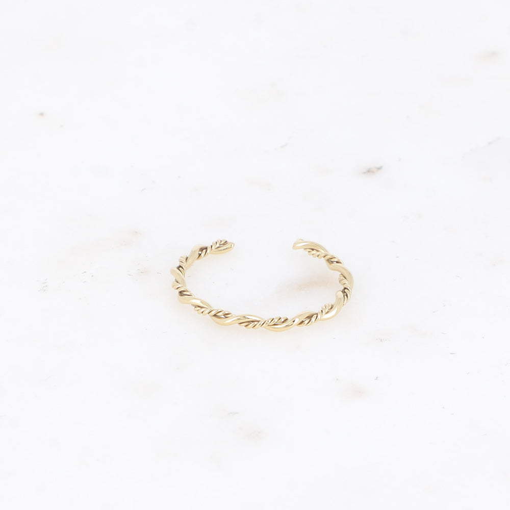Bague fine - effet double anneau torsadé