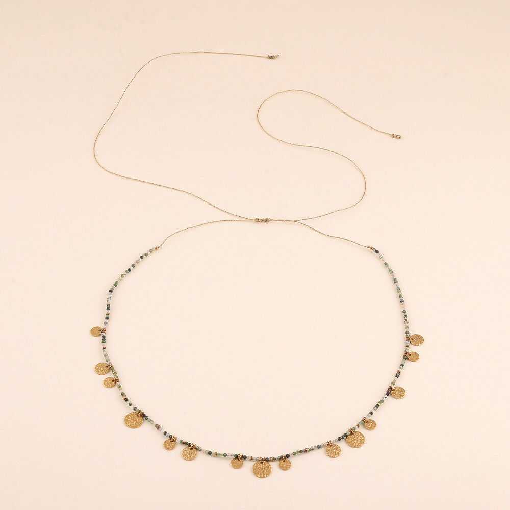 Collier - pierres naturelles rondes, pastilles rondes martelées