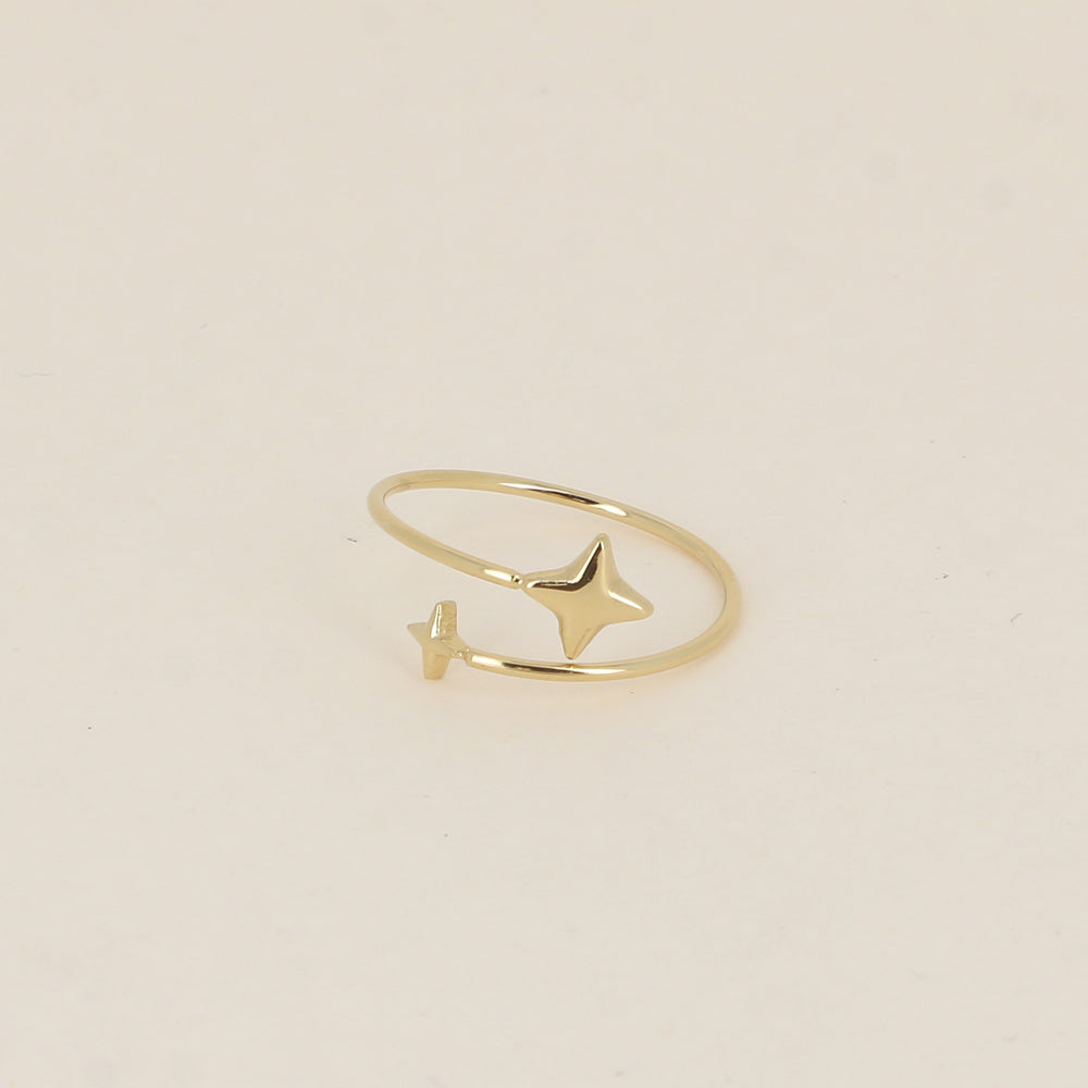 Bague fine - ouverte, 2 étoiles