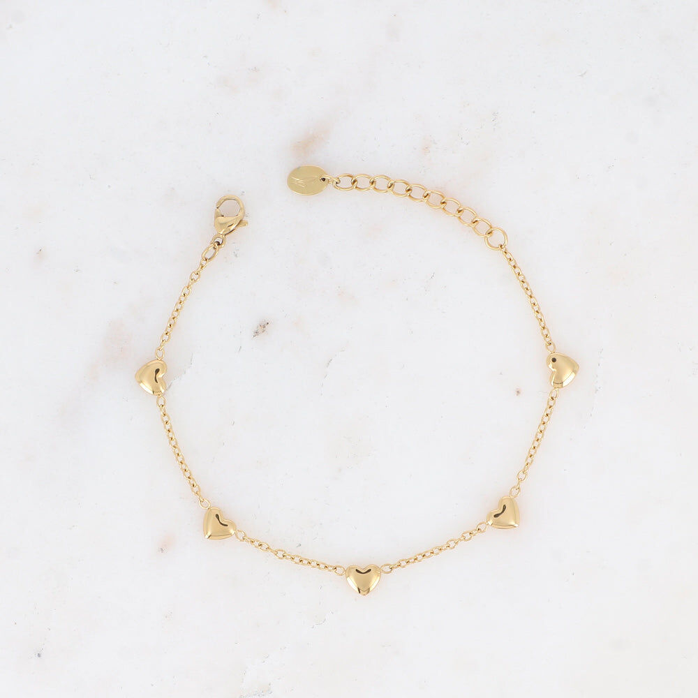 Bracelet - en acier inoxydable avec pampilles coeur