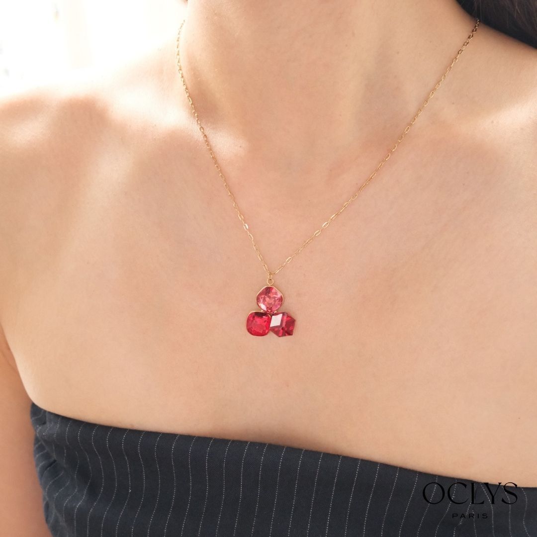 Olivia trilogy necklace with gold-tone stainless steel rhinestones
