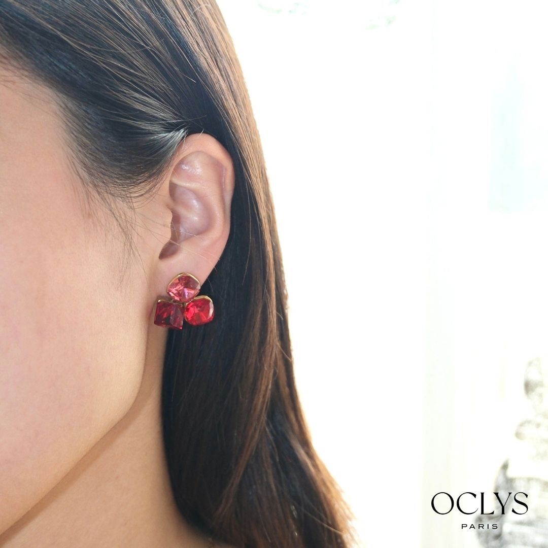 Olivia trilogy earrings with gold-tone stainless steel rhinestones